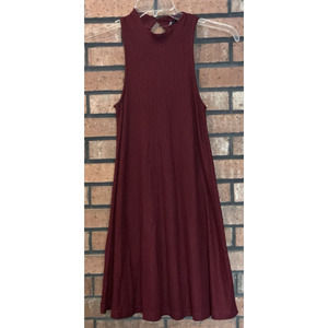 Hollister Womens Burgundy Sleeveless Ribbed Short Dress Halter Neck Size S